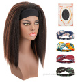 Headband Wigs Kinky Straight Synthetic Hair Wigs with Headband Attached Factory